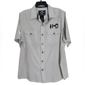 Harley Davidson Short Sleeve Rocker Button Down Woven Shirt Large